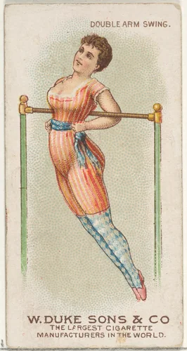 Double Arm Swing, from the Gymnastic Exercises series (N77) for Duke brand cigarettes by W. Duke, Sons & Co., print, 1887