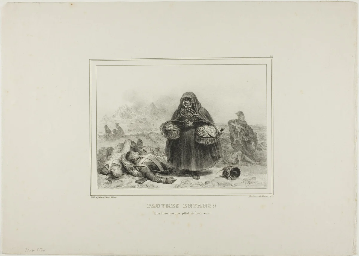 Poor Children!! May God take pity on their souls! by Denis Auguste Marie Raffet, print, 1834