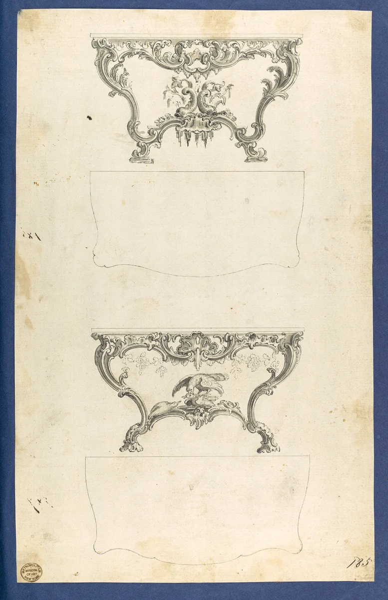 Sideboard Tables, in Chippendale Drawings, Vol. I by Thomas Chippendale, drawing, 1748-1758