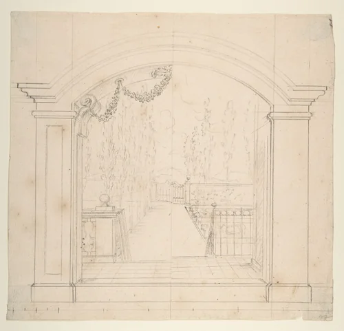 Design for Stage Set by Leonardo Marini, drawing, 1700-1800