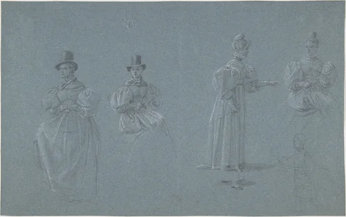 Studies of Horsewomen by Wilhelm von Kobell, drawing, 1780-1854