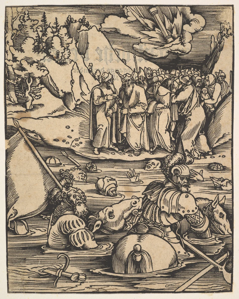 The Egyptians Crossing the Red Sea, from Das Buch Granatapfel by Hans Baldung, print, 1511