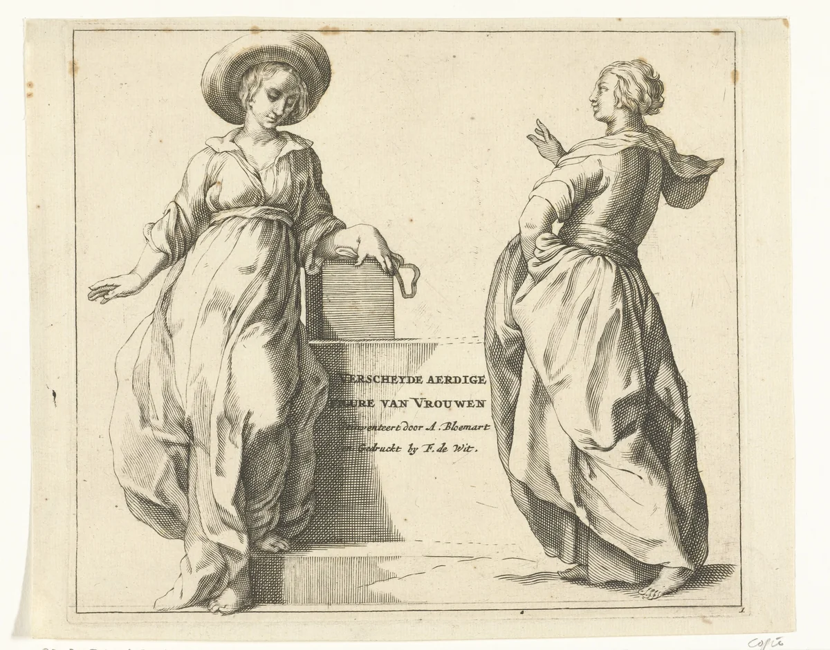 Twee vrouwen by anonymous, print, 1670-1706