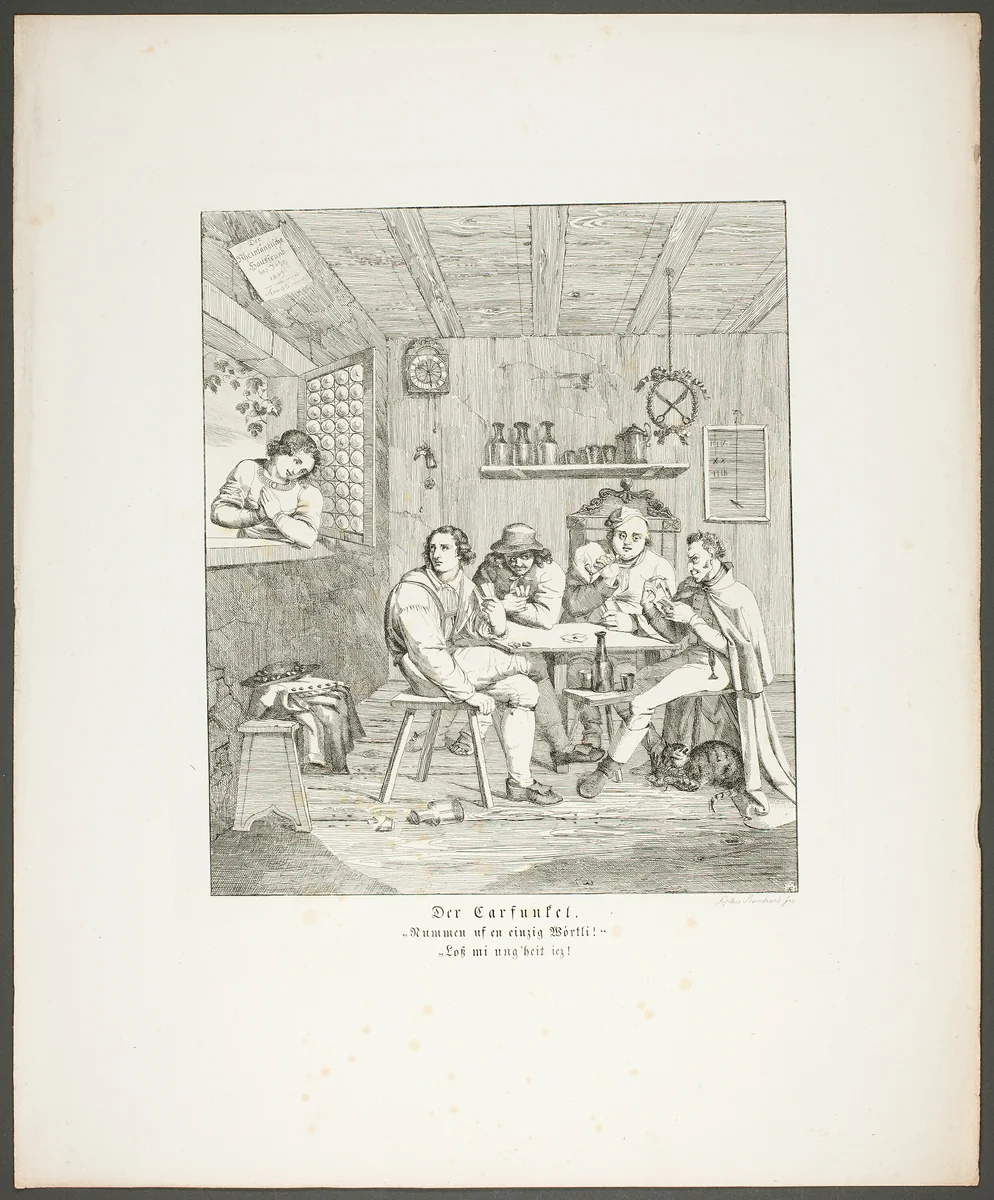 The Carbuncle (Der Karfunkle), plate two from the series Poems in the Dialect of the Upper Rhine Region (Zehn Blätter Zu Hebels Alemannischen Gedichten) by Sophie Reinhard, print, 1820