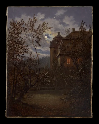 Schloss Milkel in Moonlight by Carl Gustav Carus, painting, 1833-1835