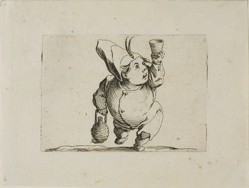The Drinker Seen from the Front, from Varie Figure Gobbi by Jacques Callot, print, 1616
