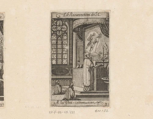Priester met twee misdienaars voor een altaar by Sébastien Leclerc, print, 1661