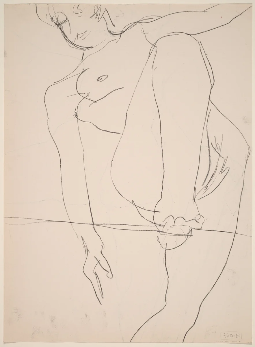 Untitled [female nude balancing on line] [verso] by Richard Diebenkorn, drawing, 1955-1967