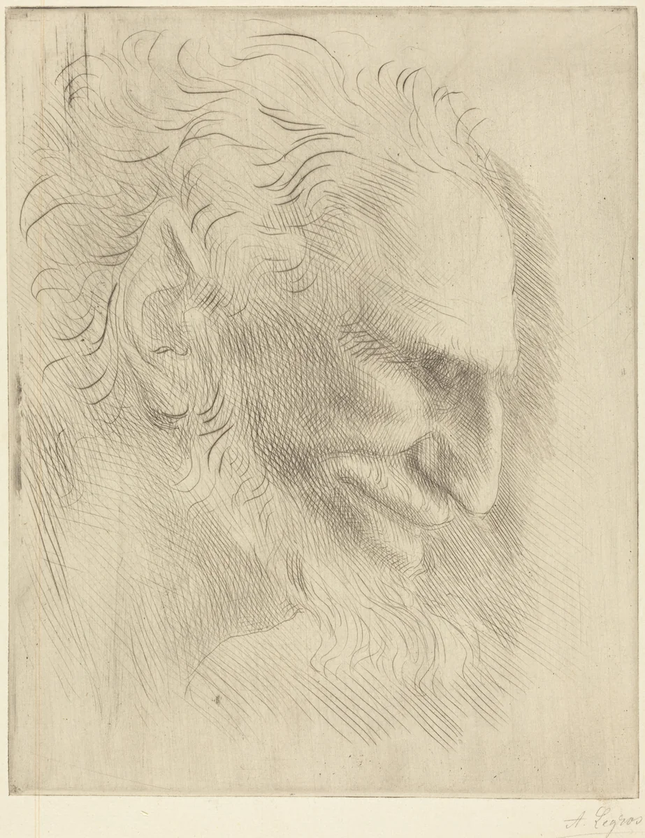 Study for the Head of a Man (Etude de tete d'homme) by Alphonse Legros, print, 1837-1911