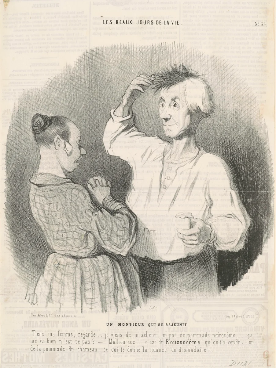 Un monsieur qui se rajeunit by Honoré Daumier, print, 1844