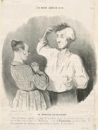 Un monsieur qui se rajeunit by Honoré Daumier, print, 1844
