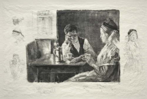 Interior of a Peasant's House, Valley of Bethmale, France by Alexandre Lunois, print, 1888-1914