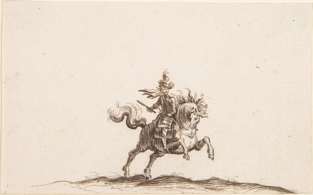 A Horseman by Hans Caspar Nüscheler, drawing, 1615-1652