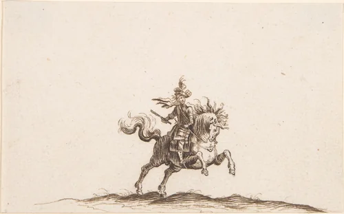 A Horseman by Hans Caspar Nüscheler, drawing, 1615-1652