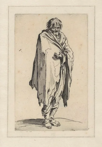 Bedelaar die zijn hand ophoudt by Jacques Callot, print, 1622-1623