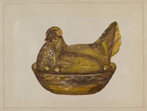 Hen on Dish by Katherine Hastings, index of american design, 1936