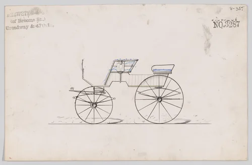 Design for 4 seat Phaeton, no top, no. 3287 by Brewster & Co., drawing, 1876