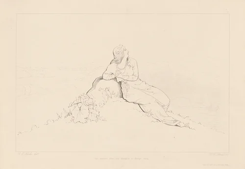 The Sunrise Drew Her Thoughts to Europe by H. W. Collard, print, 1846