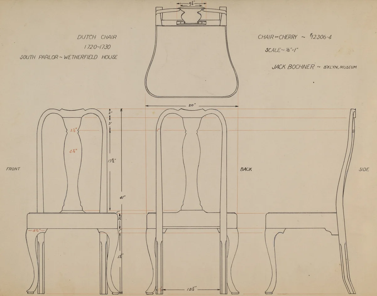 Drawing for Chair by Jack Bochner, index of american design, 1935-1942