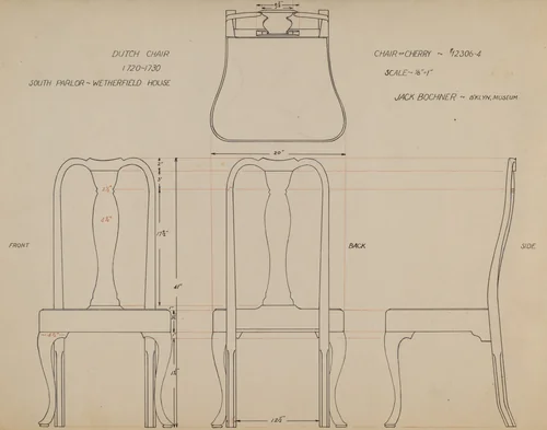 Drawing for Chair by Jack Bochner, index of american design, 1935-1942