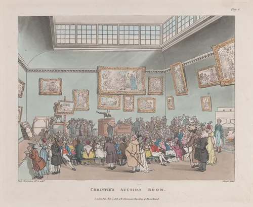 Christie's Auction Rooms by Thomas Rowlandson, print, 1808