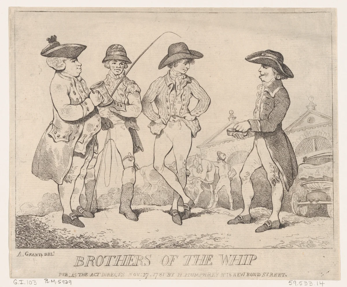 Brothers of the Whip by Thomas Rowlandson, print, 1781