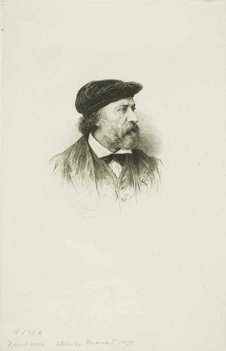 Portrait of Daubigny by Léopold Massard, print, 1879