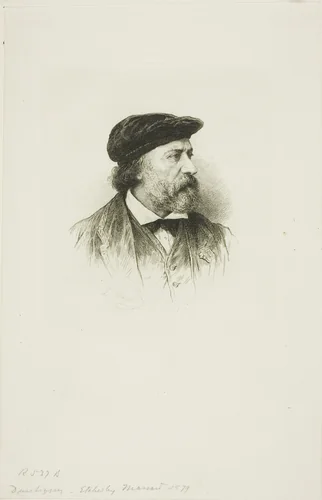 Portrait of Daubigny by Léopold Massard, print, 1879