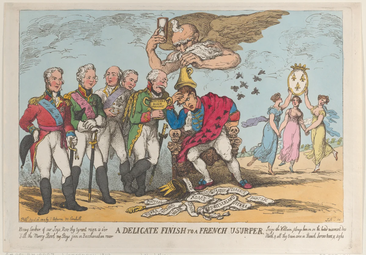 A Delicate Finish to a French Usurper by Thomas Rowlandson, print, 1814