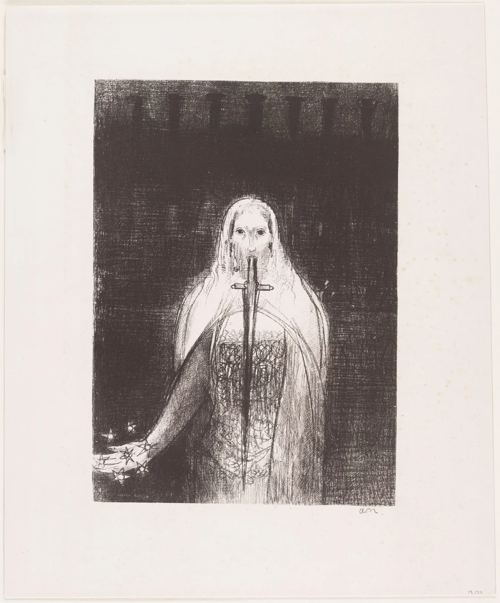 And He Had in His Right Hand Seven Stars, and out of His Mouth Went a Sharp Two-Edged Sword (Et il avait dans sa main droite sept étoiles, et de sa bouche sortait une épée aiguë à deux tranchants) by Odilon Redon, print, 1899