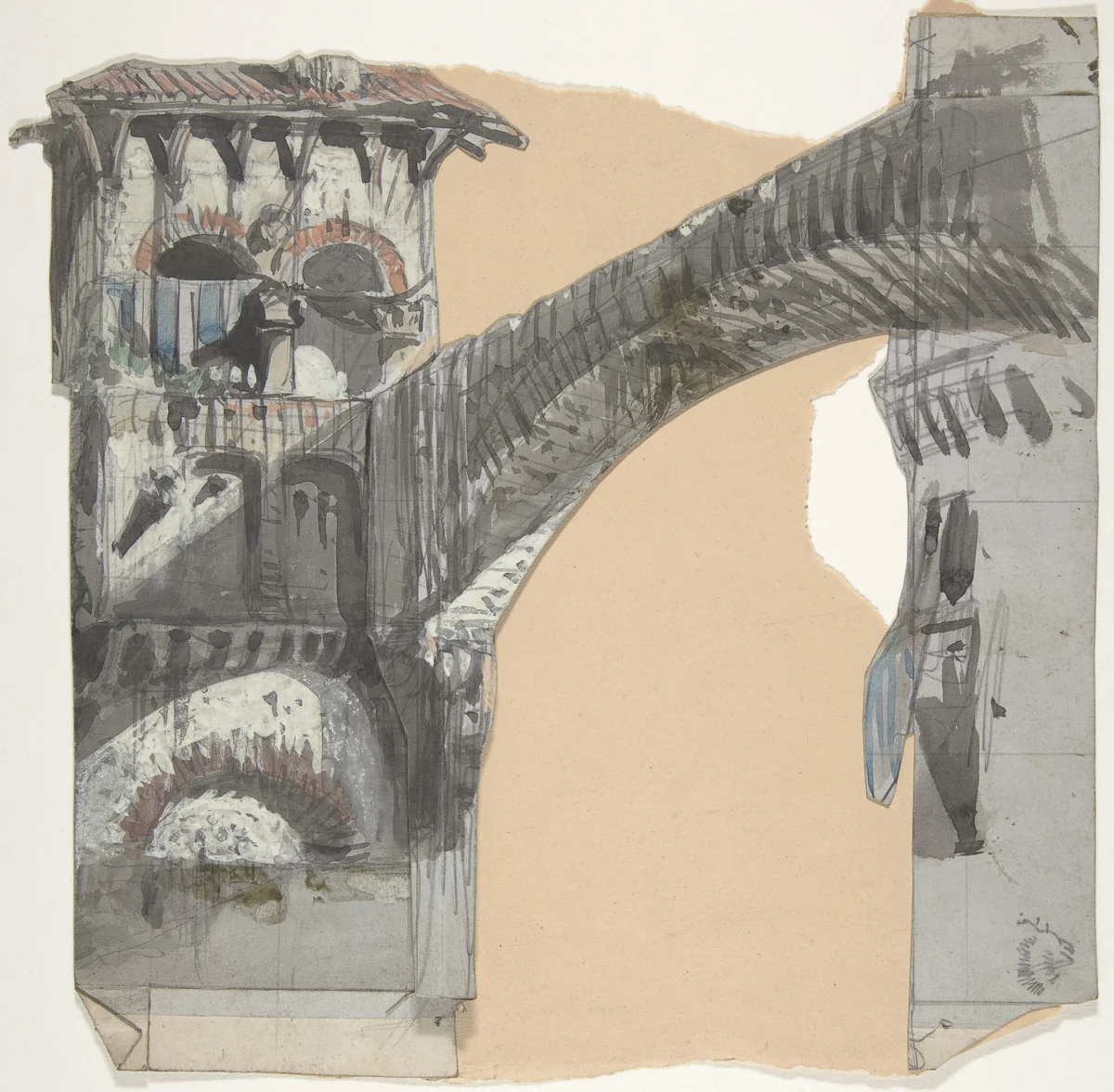 Design for a Stage Set at the Opéra, Paris by Eugène Cicéri, drawing, 1830-1890