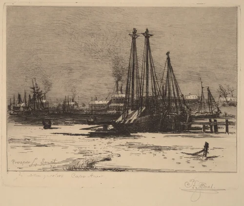 Winter Quarters - Cape Ann by Prosper Louis Senat, print, 1886
