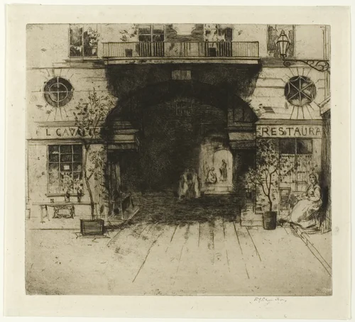 Restaurant Cavalier, plate five from the Paris Set by David Young Cameron, print, 1904