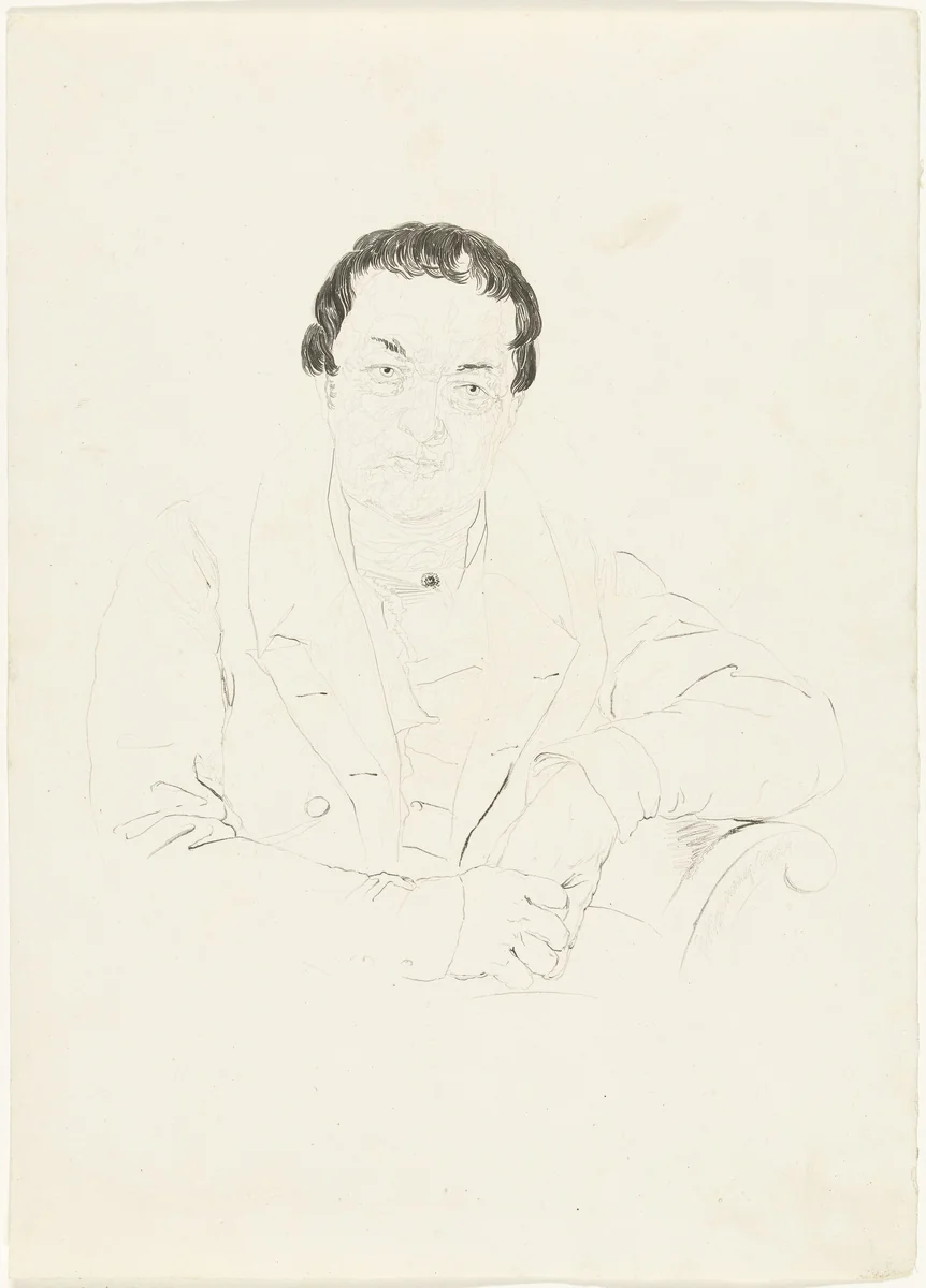 Portret van de kunstverzamelaar Louis Splitgerber by Henricus Wilhelmus Couwenberg, print, 1838