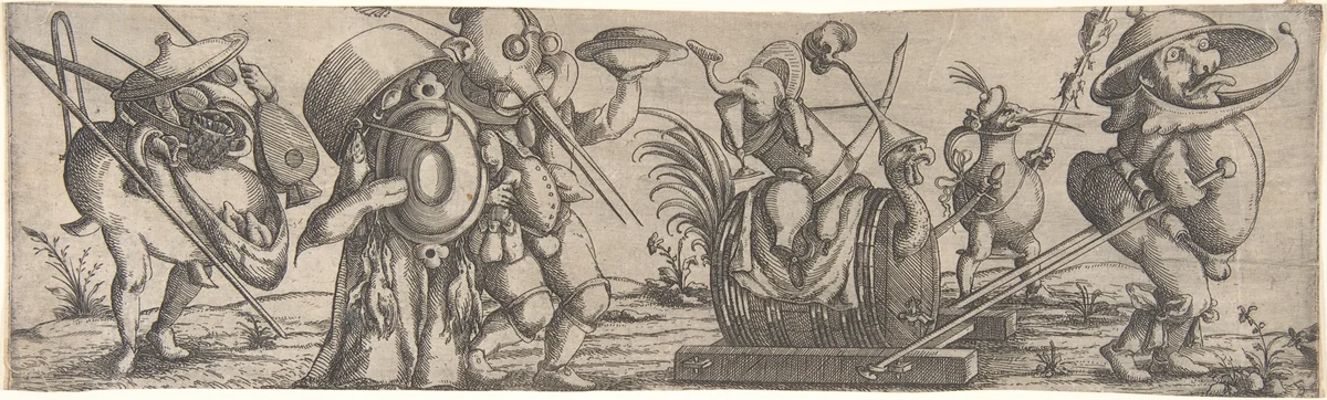 Procession of Monstrous Figures by Wendel Dietterlin, print, 1615