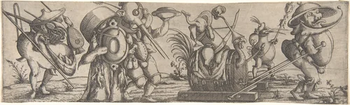 Procession of Monstrous Figures by Wendel Dietterlin, print, 1615