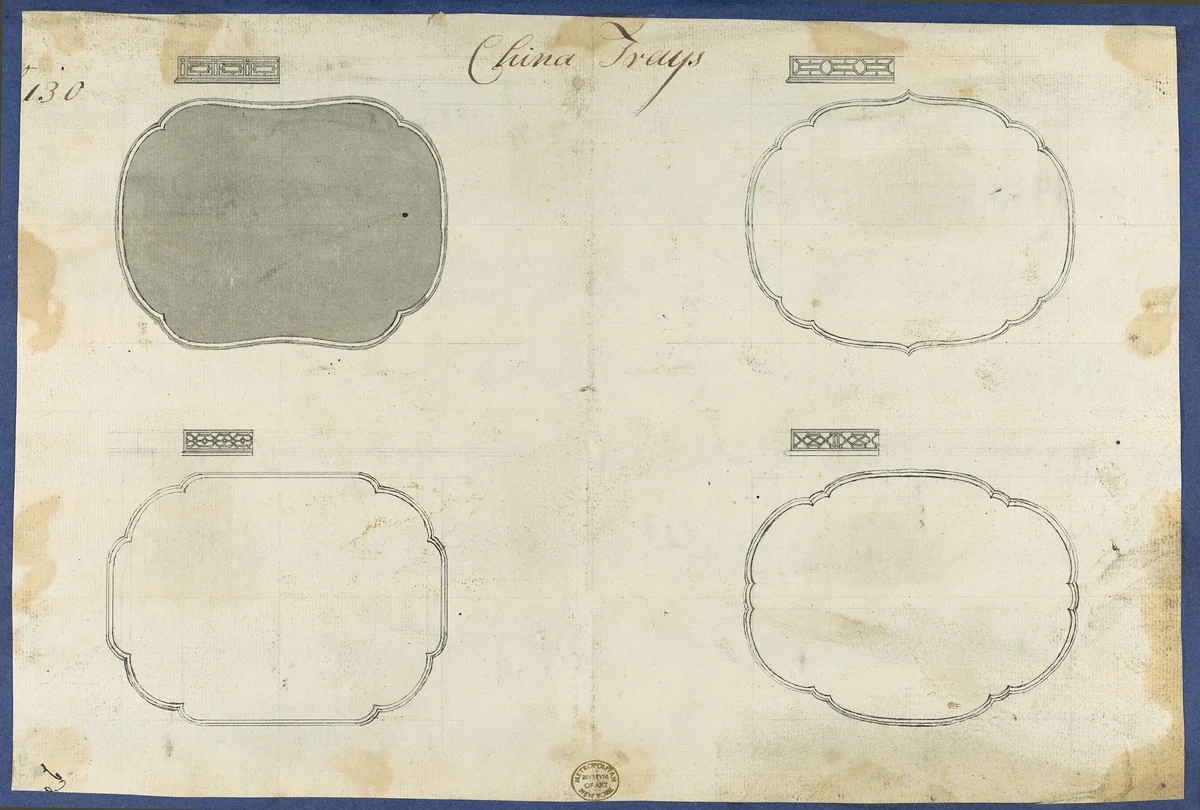 China Trays, from Chippendale Drawings, Vol. II by Thomas Chippendale, drawing, 1754