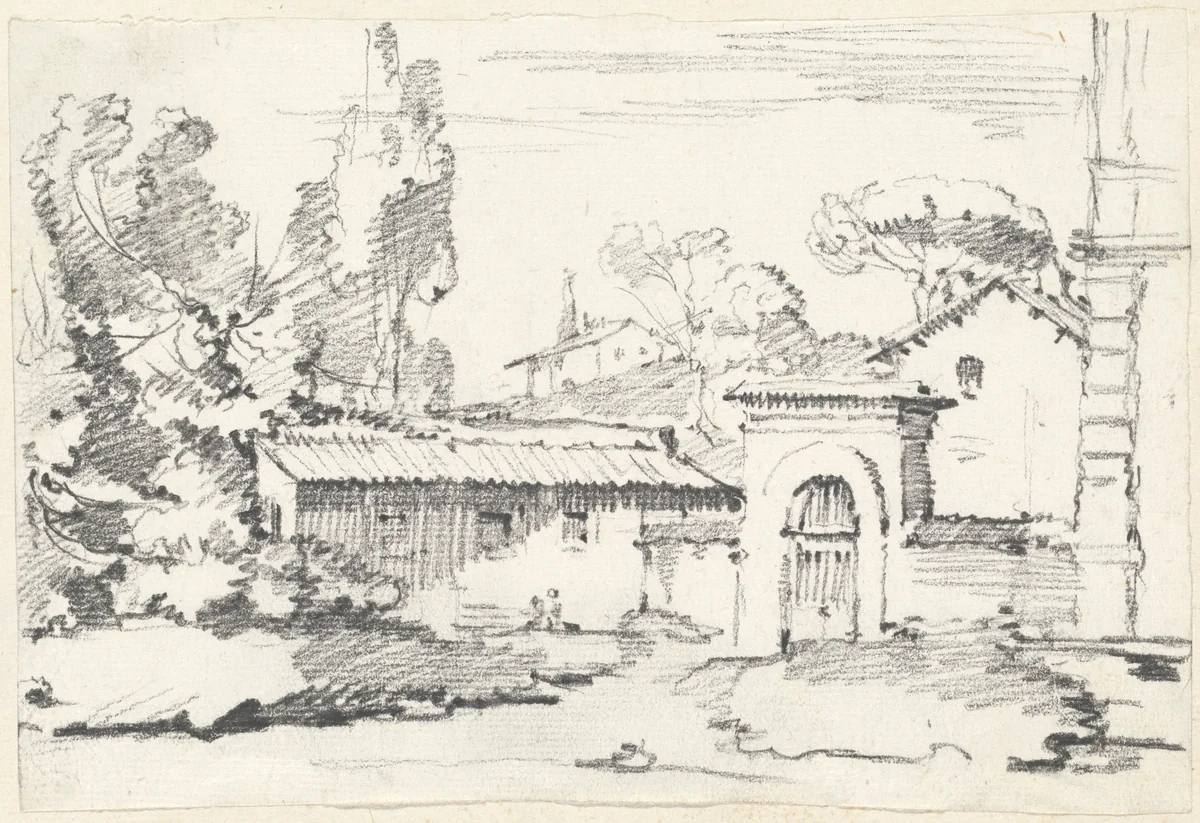 Entrance to the Gardens of the Villa Giulia by Joseph-Marie Vien, drawing, 1746-1749