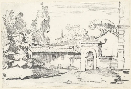 Entrance to the Gardens of the Villa Giulia by Joseph-Marie Vien, drawing, 1746-1749