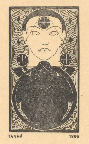 Figuur in driehoek en figuur in cirkel by Karel Petrus Cornelis de Bazel, print, 1895