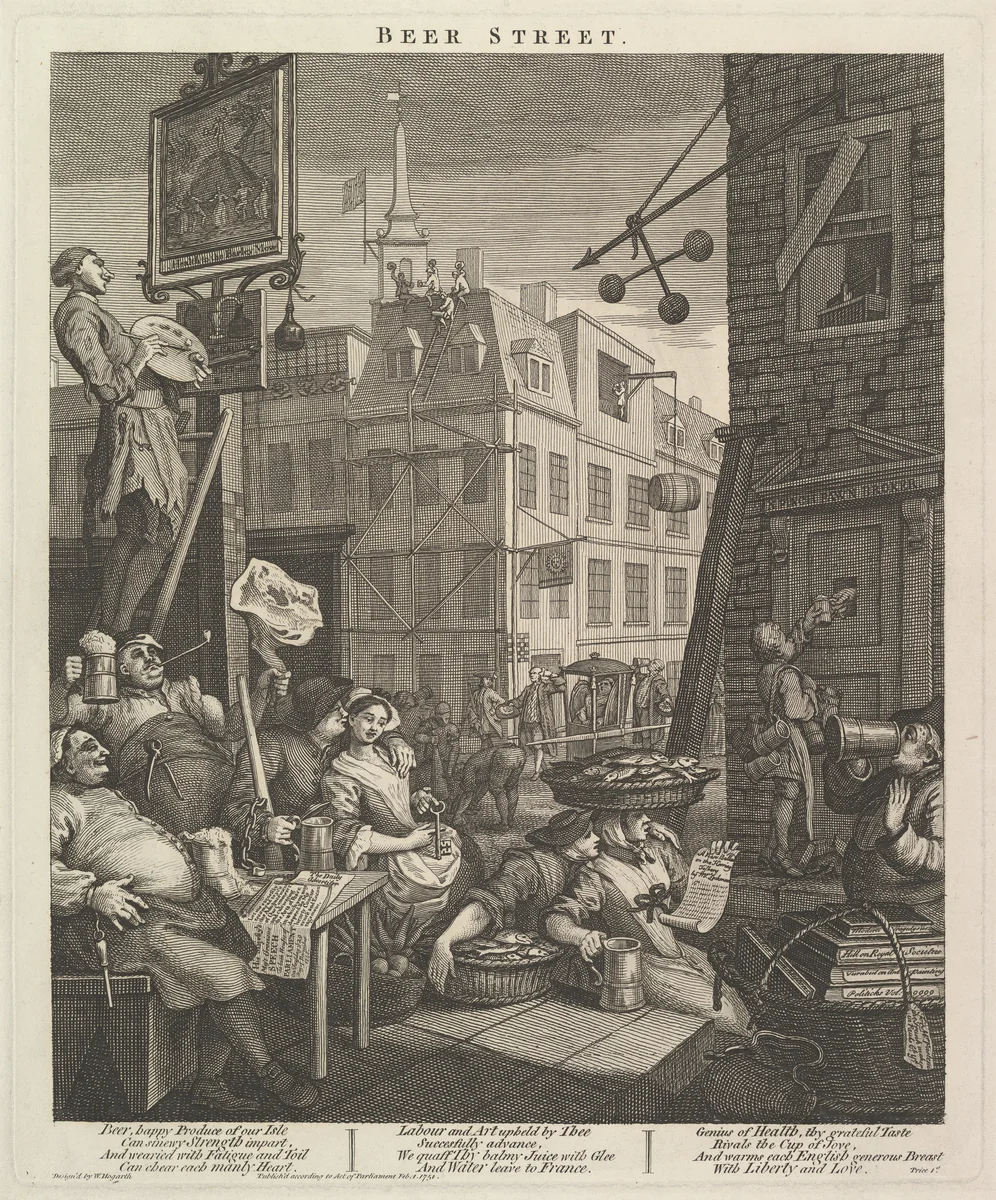 Beer Street by William Hogarth, print, 1751