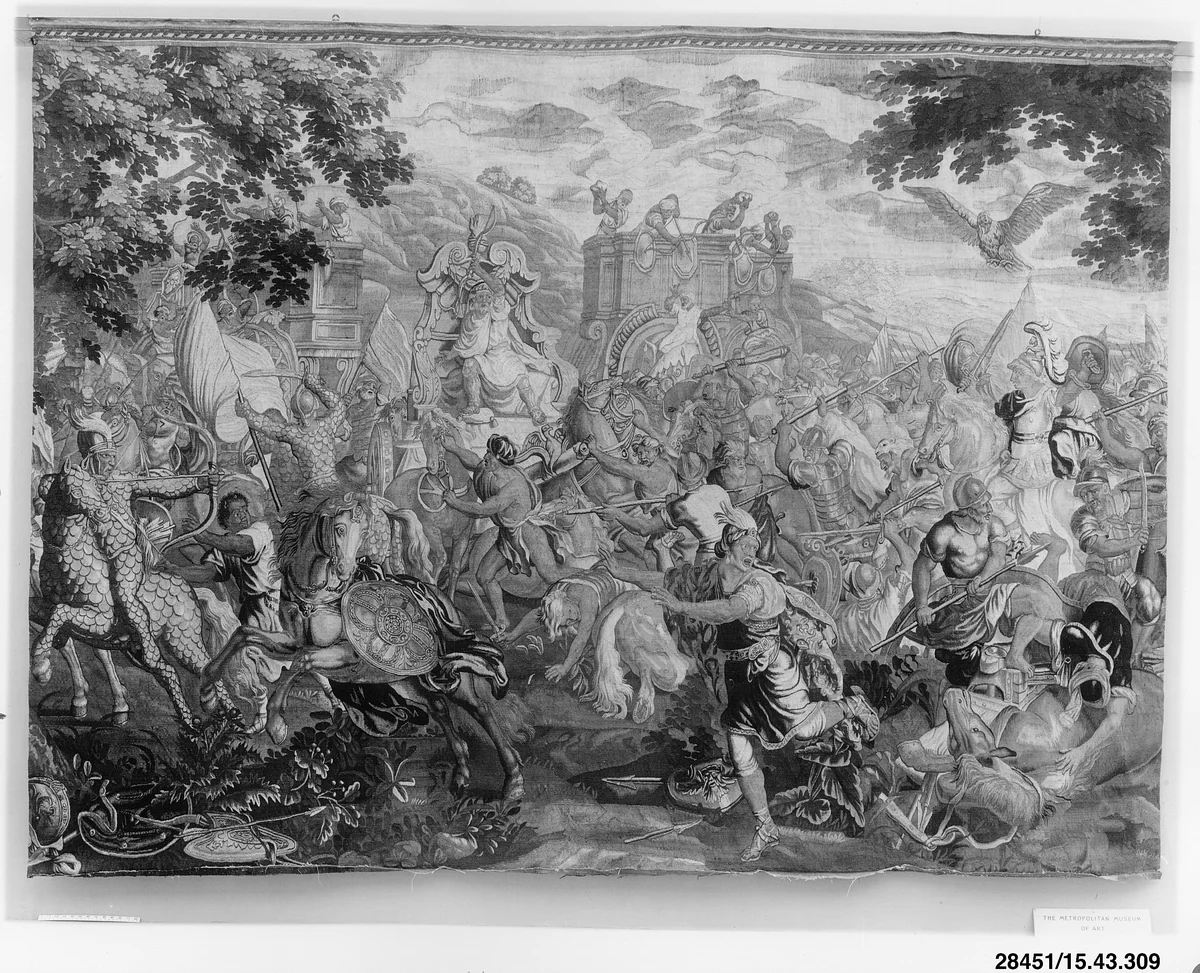 The Battle of Arbela from a set of The Story of Alexander by Charles Le Brun, textile, 1695-1740