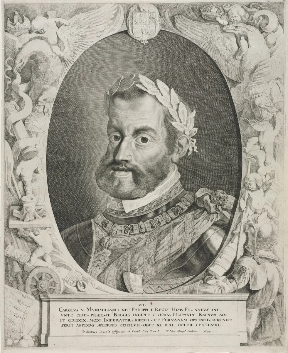 Portrait of Emperor Charles V by Pieter van Sompel, print, 1644