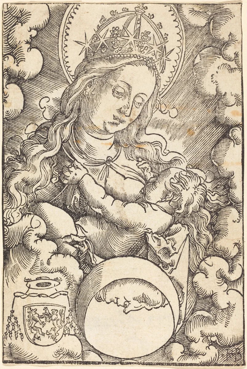 Virgin and Child in the Clouds by Hans Baldung Grien, print, 1484-1545