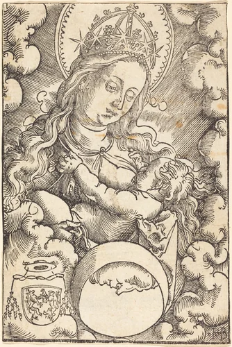 Virgin and Child in the Clouds by Hans Baldung Grien, print, 1484-1545