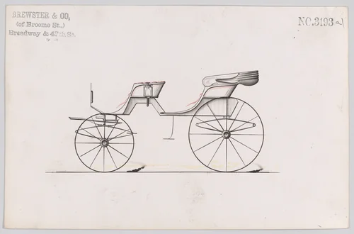 Design for Cabriolet Phaeton, no. 3193a by Brewster & Co., drawing, 1876