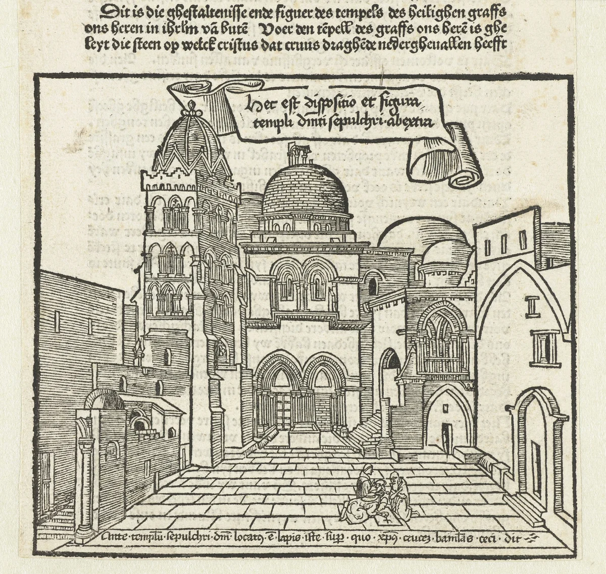 Tempel met graf van Christus in Jerusalem by Erhard Reuwich, print, 1486-1488