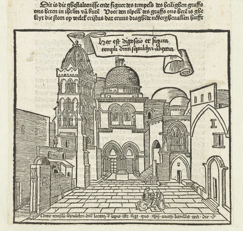 Tempel met graf van Christus in Jerusalem by Erhard Reuwich, print, 1486-1488