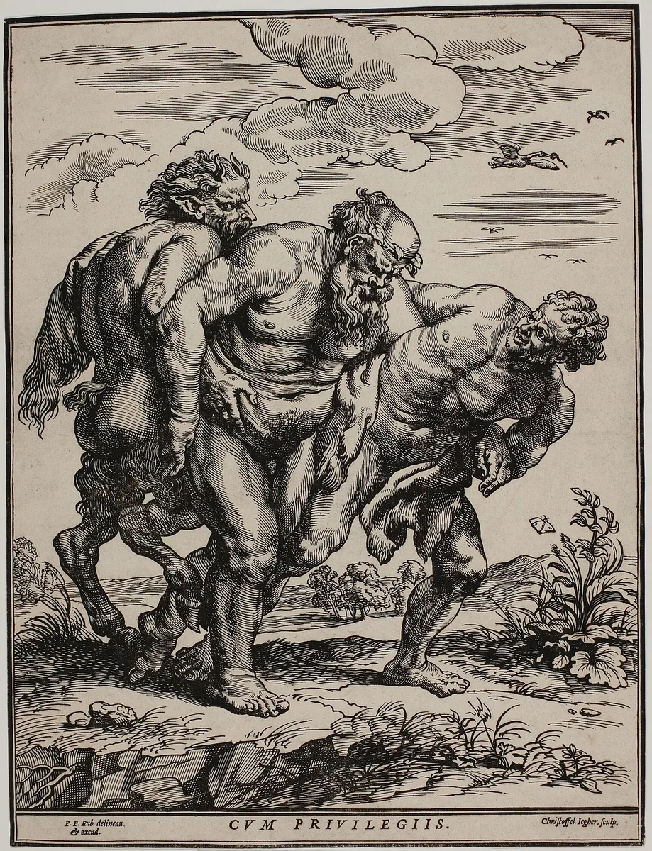 The Drunken Silenus by Christoffel Jegher, print, 1630-1640