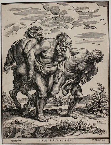The Drunken Silenus by Christoffel Jegher, print, 1630-1640